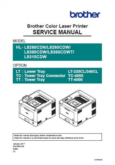 BROTHER HL-L8260CDN, HL-L8260CDW, HL-L8360CDW, HL-L8360CDWT, HL