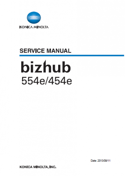 KONICA MINOLTA Bizhub 454e And 554e Service Manual, Parts Manual, And ...