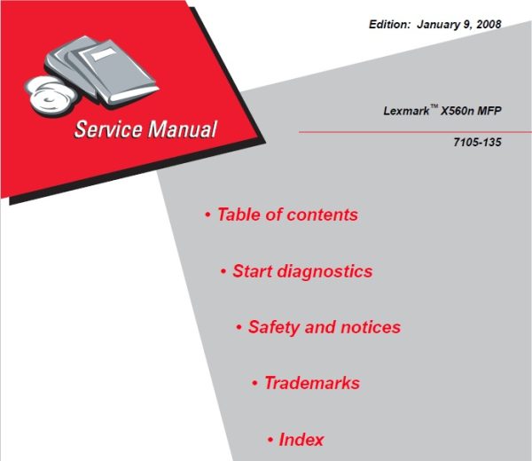 LEXMARK X560n Service Manual and Parts Manual