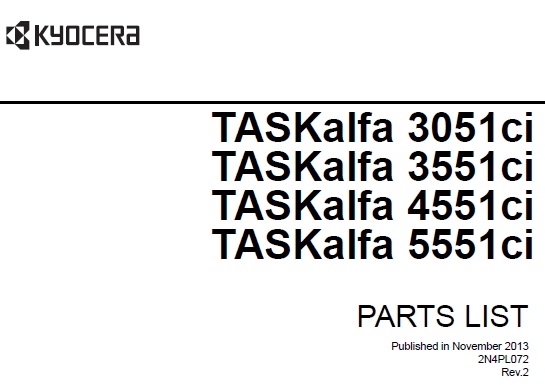 TASKalfa 3051ci, 3551ci, 4551ci, 5551ci Parts Manual