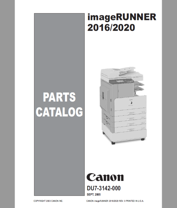 Canon imageRUNNER 2020_2016 Series Parts Catalog